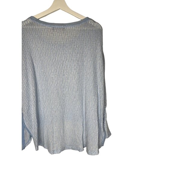 Anna Grace Oversized Knit Sweater Blue White Medium Layered Casual Fall - Picture 11 of 13